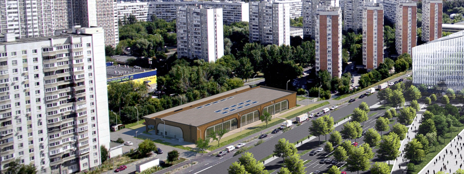 work-Современный энергоэффективный объект для размещения спортивно-развлекательного комплекса, расположенный в московском городском районе Фили
